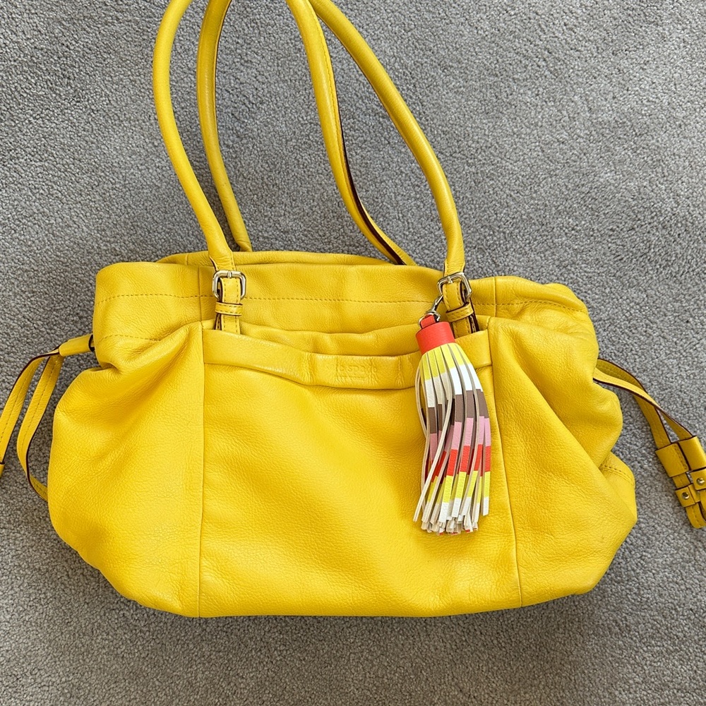 Kate Spade Yellow Shoulder Bag with Multicolor Tassel